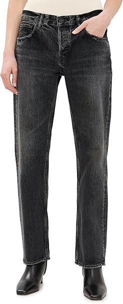 BLACK BY MOUSSY★ loose straight denim 23 MOUSSY VINTAGE Women's MV Iona Straight Low Black Jeans